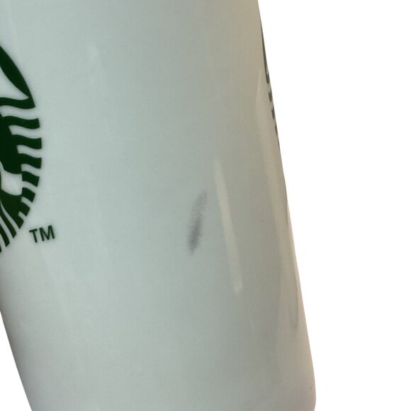 2014 Ceramic White Starbucks 14/16 Oz Green Mermaid Siren Logo Coffee Mug Set 2 - Picture 7 of 7